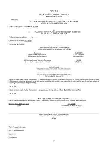 Thumbnail First Horizon Corporation 10-Q Quarterly Report FY 