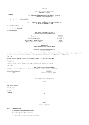 Thumbnail First Horizon Corporation 10-Q Quarterly Report FY 