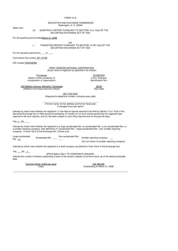Thumbnail First Horizon Corporation 10-Q Quarterly Report FY 