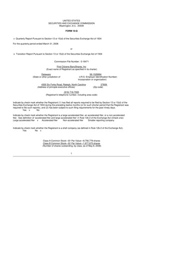 Thumbnail First Citizens BancShares
 10-Q Quarterly Report FY 