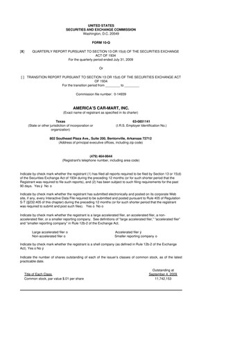 Thumbnail America's Car-Mart 10-Q Quarterly Report FY 