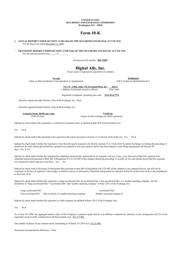 Thumbnail Digital Ally 10-K Annual Report 