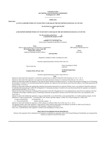 Thumbnail America's Car-Mart 10-K Annual Report 