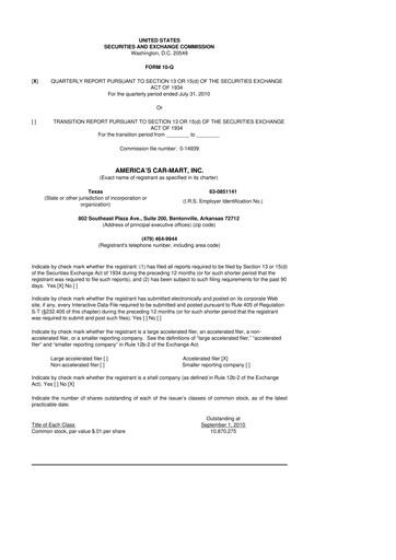 Thumbnail America's Car-Mart 10-Q Quarterly Report FY 