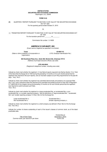 Thumbnail America's Car-Mart 10-Q Quarterly Report FY 
