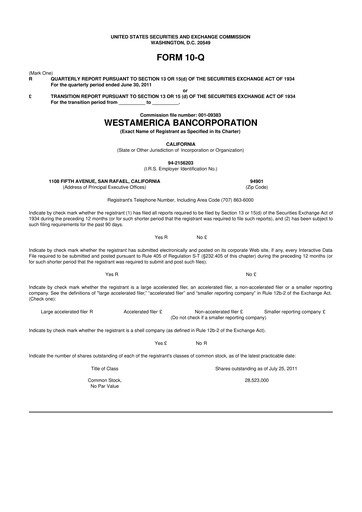 Vorschaubild Westamerica Bancorporation
 10-Q Quartalsbericht 2011 