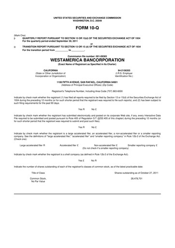Vorschaubild Westamerica Bancorporation
 10-Q Quartalsbericht 2011 