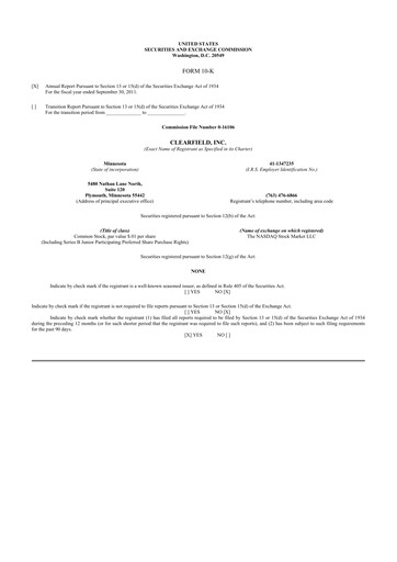 Thumbnail Clearfield 10-K Annual Report 2011