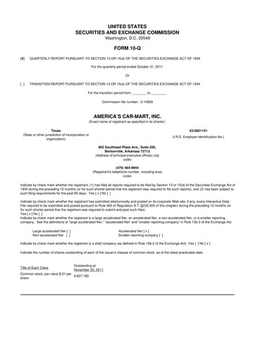 Thumbnail America's Car-Mart 10-Q Quarterly Report FY2012 