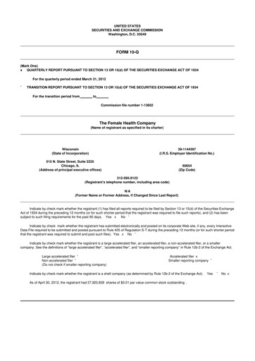 Thumbnail Veru 10-Q Quarterly Report FY2012 