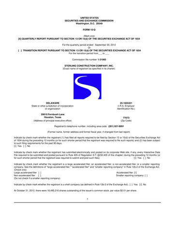 Thumbnail Sterling Infrastructure 10-Q Quarterly Report FY2012 
