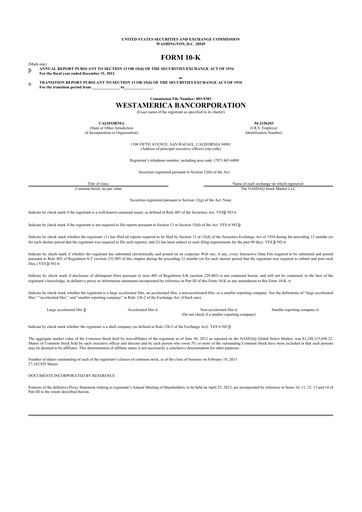 Thumbnail Westamerica Bancorporation
 10-K Annual Report 2012