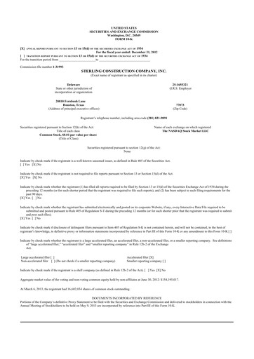 Thumbnail Sterling Infrastructure 10-K Annual Report 2012