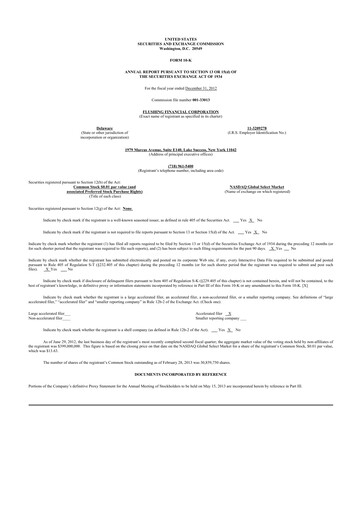 Thumbnail Flushing Financial Corp 10-K Annual Report 2012