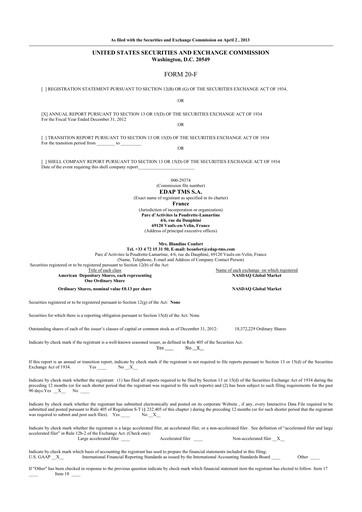 Thumbnail EDAP TMS 20-F Annual Report 