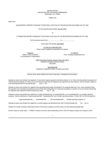 Thumbnail Ultralife Corporation 10-Q Quarterly Report FY2013 