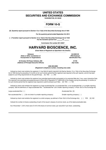 Vorschaubild Harvard Bioscience 10-Q Quartalsbericht 2013 
