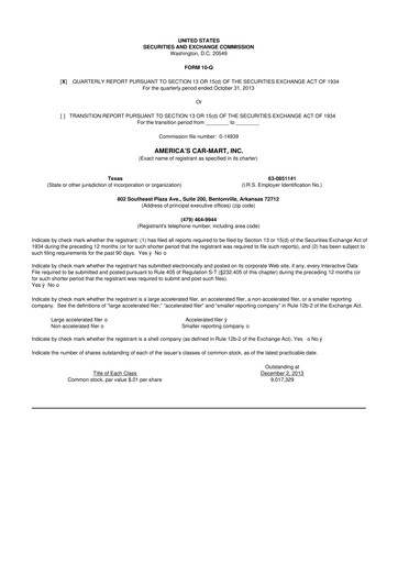 Thumbnail America's Car-Mart 10-Q Quarterly Report FY2014 
