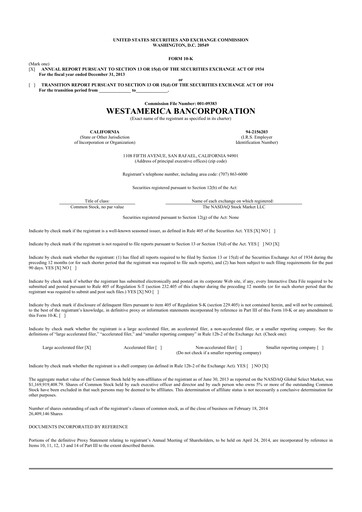 Thumbnail Westamerica Bancorporation
 10-K Annual Report 2013