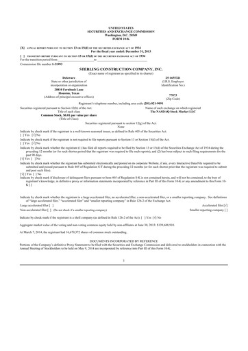 Thumbnail Sterling Infrastructure 10-K Annual Report 2013