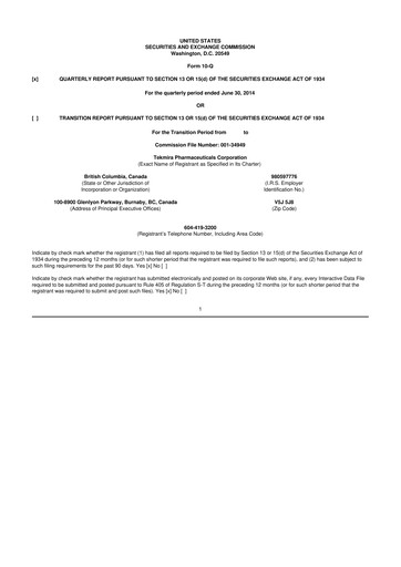 Thumbnail Arbutus Biopharma
 10-Q Quarterly Report FY 