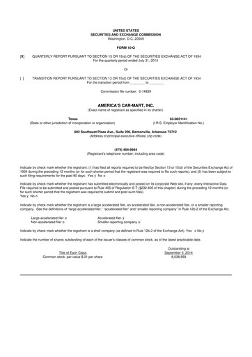 Thumbnail America's Car-Mart 10-Q Quarterly Report FY2015 