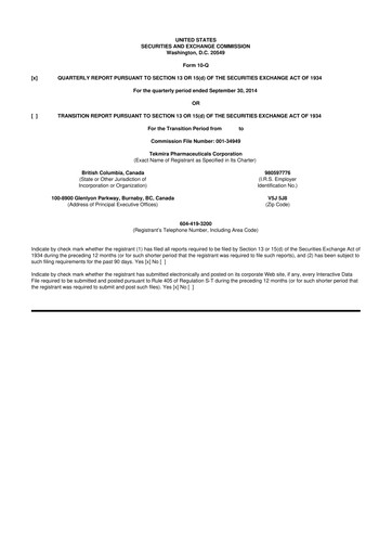 Thumbnail Arbutus Biopharma
 10-Q Quarterly Report FY 