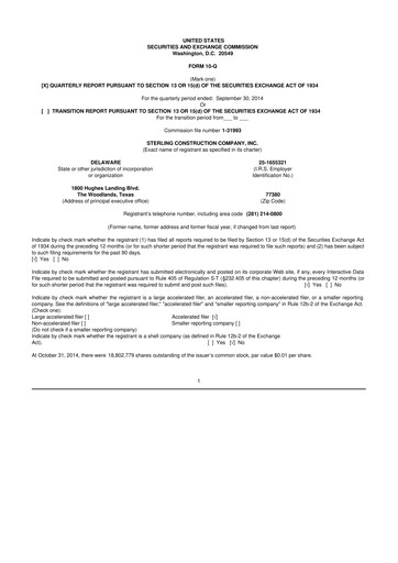 Thumbnail Sterling Infrastructure 10-Q Quarterly Report FY2014 
