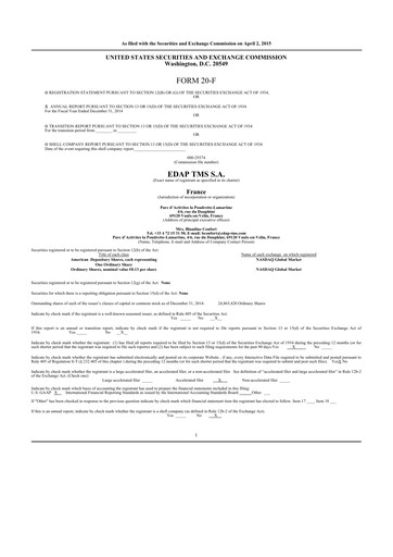 Thumbnail EDAP TMS 20-F Annual Report 2014