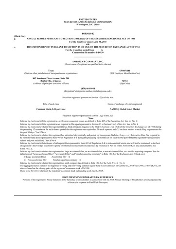 Thumbnail America's Car-Mart 10-K Annual Report 2015