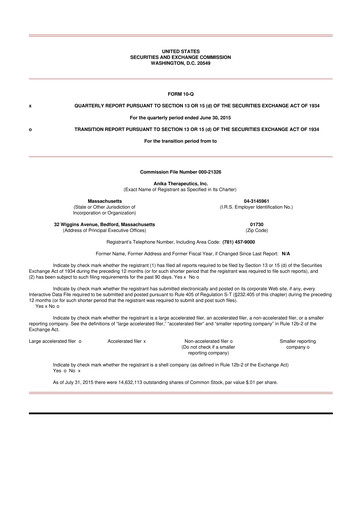 Thumbnail Anika Therapeutics 10-Q Quarterly Report FY2015 