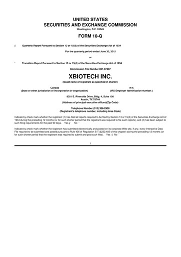 Thumbnail XBiotech 10-Q Quarterly Report FY 