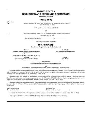 Thumbnail The Joint Corp. 10-Q Quarterly Report FY2015 