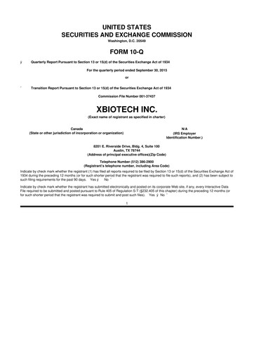 Thumbnail XBiotech 10-Q Quarterly Report FY 