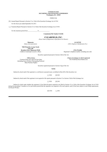 Thumbnail Clearfield 10-K Annual Report 2015