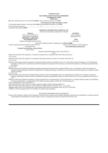 Thumbnail Sterling Infrastructure 10-K Annual Report 2015