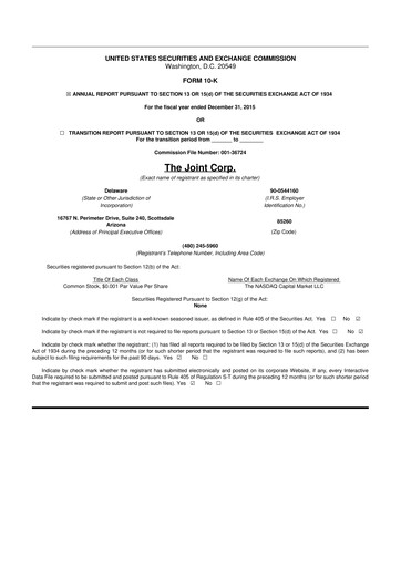 Thumbnail The Joint Corp. 10-K Annual Report 2015