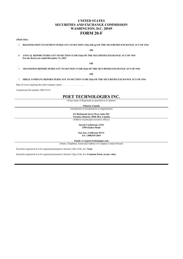 Thumbnail POET Technologies 20-F Annual Report 