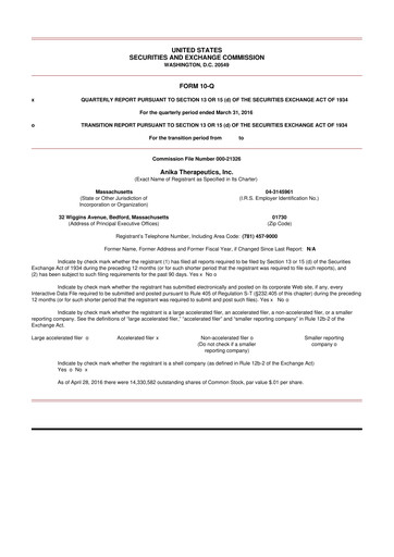 Thumbnail Anika Therapeutics 10-Q Quarterly Report FY2016 