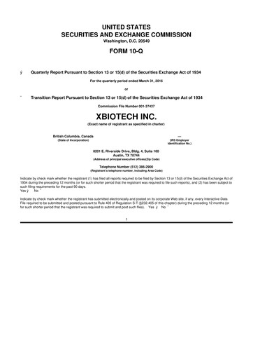 Thumbnail XBiotech 10-Q Quarterly Report FY 