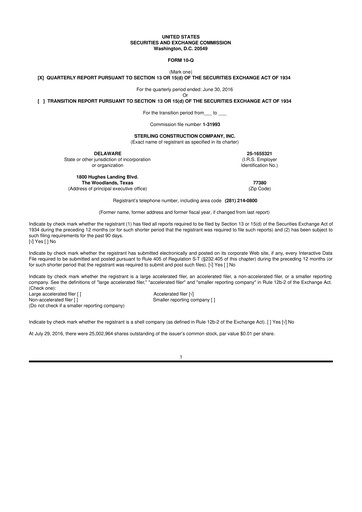 Thumbnail Sterling Infrastructure 10-Q Quarterly Report FY2016 