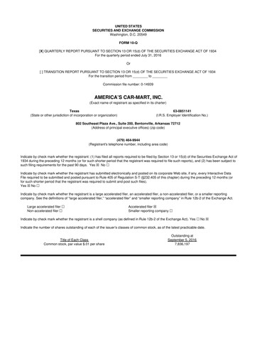 Thumbnail America's Car-Mart 10-Q Quarterly Report FY2017 
