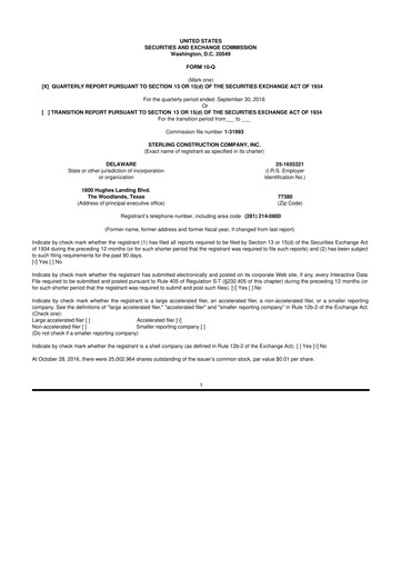 Thumbnail Sterling Infrastructure 10-Q Quarterly Report FY2016 