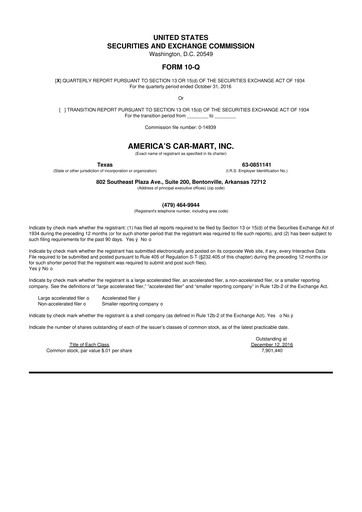 Thumbnail America's Car-Mart 10-Q Quarterly Report FY2017 