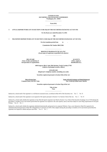 Thumbnail BioCryst Pharmaceuticals
 10-K Annual Report 2016