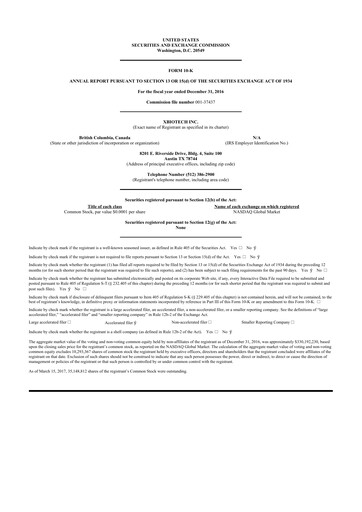 Thumbnail XBiotech 10-K Annual Report 2016