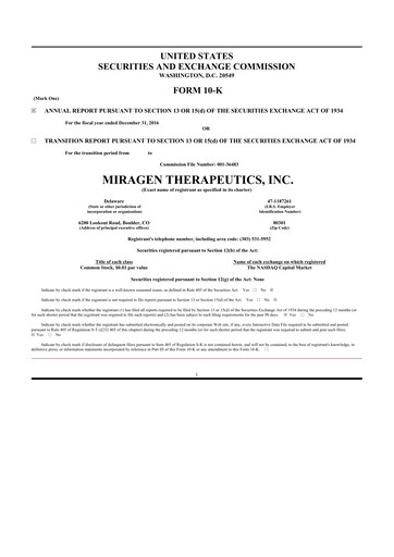 Thumbnail Viridian Therapeutics 10-K Annual Report 2016