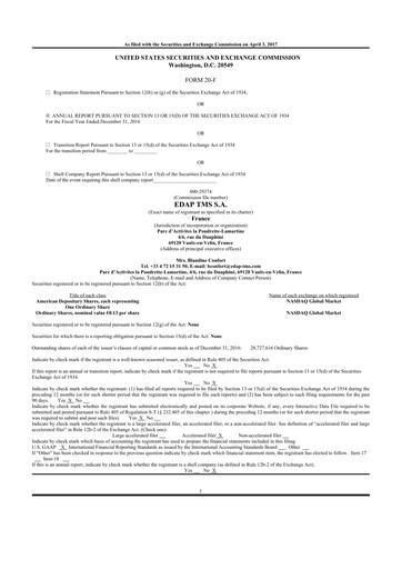 Thumbnail EDAP TMS 20-F Annual Report 2016