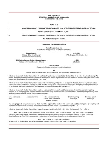 Thumbnail Anika Therapeutics 10-Q Quarterly Report FY2017 