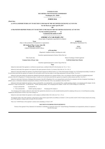 Thumbnail America's Car-Mart 10-K Annual Report 2017